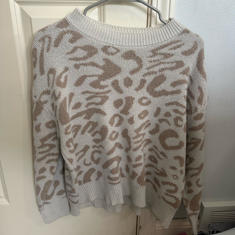 SHEIN Beige and Cream Patterned Sweater
